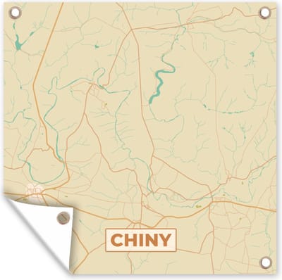 Tuin poster Stadskaart - Kaart - Plattegrond - België - Chiny - 200x200 cm - Tuindoek