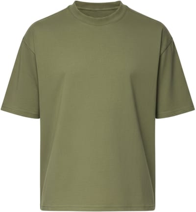 OMBRE T-shirt - Loose Fit - Katoen - Korte Mouw Olijf S