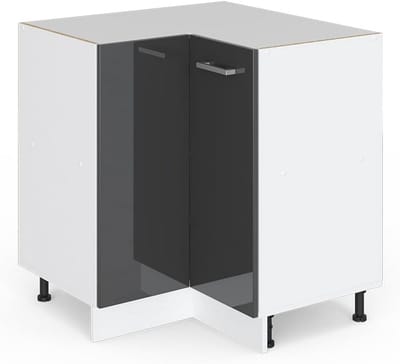 Hoekkast met deur voor keuken of hobbyruimte, antraciet hoogglans wit
