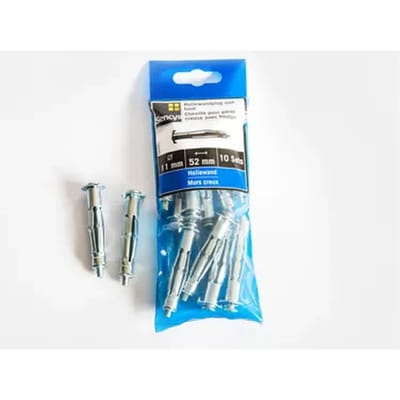 Sencys Hollewandplug Met Bout Staal - Ø 11x52 Mm - 10 Stuks