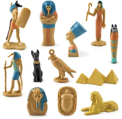 Dailygoods- Egyptische Beelden Set van 12 - Realistische Beeldjes - Piramide/Mummie Ontwerpen - Decoratie voor Binnen - Thema van het Oude Egypte - Kunststof Materialen