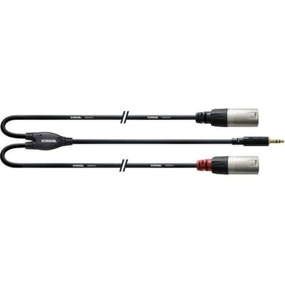 Cordial CFY 1,5 WMM-LONG Audio Adapterkabel [1x Jackplug male 3,5 mm - 2x XLR-stekker] 1.50 m Zwart