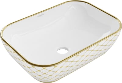 Mexen Rita opbouw wastafel 45 x 32 cm, wit/goud ruitpatroon - 21084509