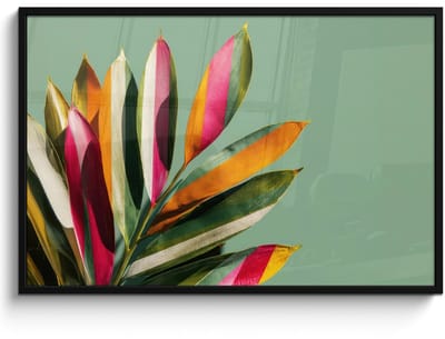 Poster in lijst - Fotolijst 120x80 cm - Posters - Bladeren - Tak - Kleurrijk - Posterlijst zwart - Decoratie - Wanddecoratie woonkamer - Muurdecoratie slaapkamer