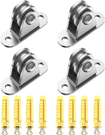 4 Stuks Verstelbare Stalen Kabelrollen voor Verticale Riemen, Geschikt voor Kledinglijnen, Rolluiken en Fitnessaccessoires