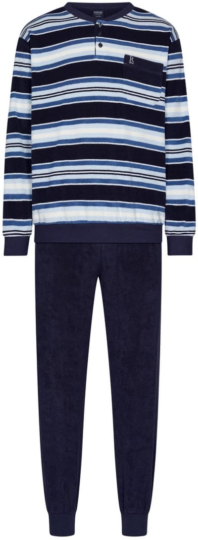 Robson Pyjama - Katoen/Polyester - Badstof - Gestreept - Blauw - Maat 48