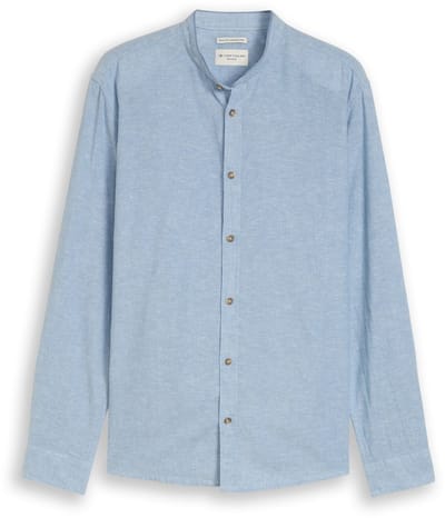 Tom Tailor - Regular fit overhemd met linnen - Maat XXL - bleeched blue chambray