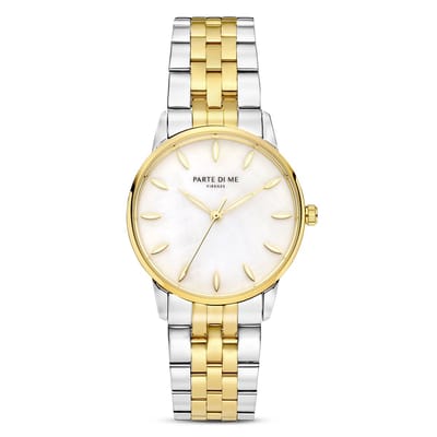 Parte Di Me Orologio rond dames horloge goud- en zilverkleurig PDM09043