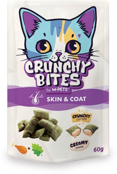 M-PETS CRUNCHY BITES kat snack met functie huid vacht - 60 g - per 12