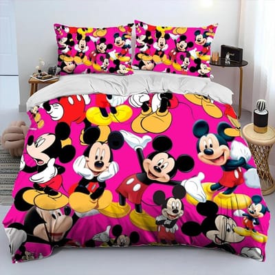 Mickey Mouse Cartoon Donald Duck HD Dekbed Beddengoed Set Dekbedovertrek Bed Set Dekbedhoes Kussensloop Queen Beddengoed Set Volwassene Kind EU Single(135*200cm)3pcs