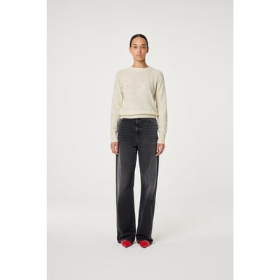 Fabienne Chapot Lidi Rhinestone Pullover Cosy White Maat: XS | Sweaters Outlet | Dames | Wit