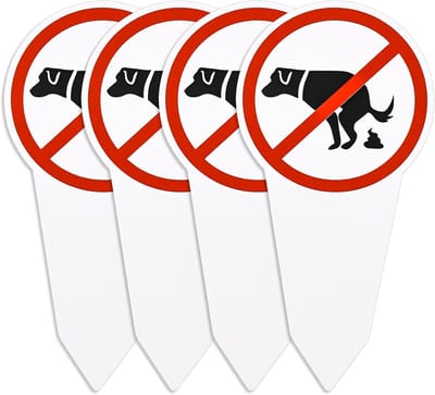 Hondenbordje - Hier geen hondentoilet - 4 stuks - geen hondentoiletbordjes - Hondenpoep - Hondenweide - bordje voor honden en honden