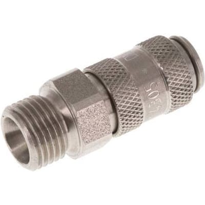 RVS DN 2.7 (Micro) Luchtkoppeling Snelkoppeling G 1/8 inch Buitendraad Double Shut-Off - CLS2-M-S-SV-018