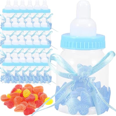 Allecta - Mini Snoepdoosjes Baby Shower voor Gastgeschenk Feestartikelen met Beer Thema (Blauw)