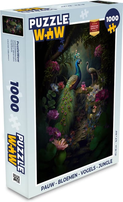 Puzzel Pauw - Bloemen - Vogels - Jungle - Legpuzzel - Puzzel 1000 stukjes volwassenen