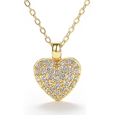 Huitan Goudkleurige Hart Hanger Ketting Vol met Zirkonia Prachtige Vrouwen Bruiloft Accessoires Verjaardagscadeau Mode Sieraden 39cm 7cm beige