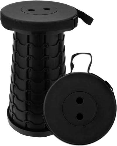 Opvouwbare telescopische kruk voor kamperen, vissen, wandelen en picknicken - Maximale belasting 217 kg (Rood)