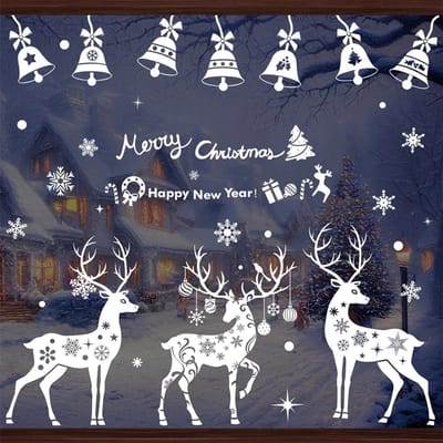 Dailygoods- Raamstickers Kerst - 3 Vellen PVC - Dubbelzijdig - Waterdicht - Kinderen - Decoratie voor Ramen - Vrolijke Patronen - Kerstdecoratie