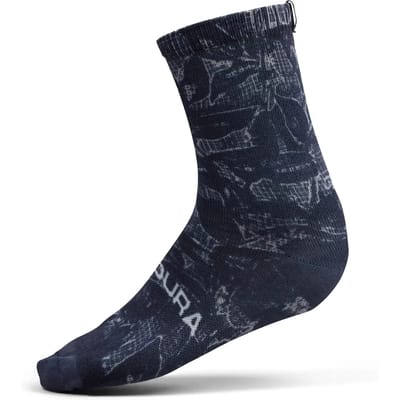 Endura Grid Floral Ltd Print Sock Black - L/XL