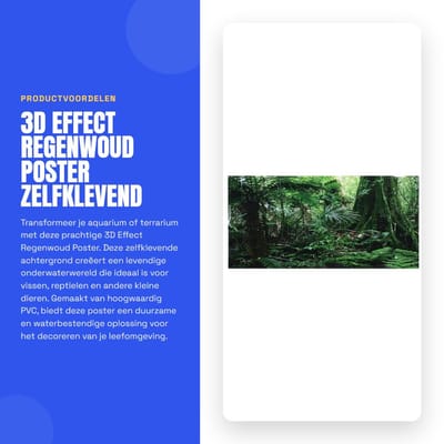 Dailygoods- Aquarium Achtergrond 3D Effect - Zelfklevend - PVC Muursticker - Onderwater Poster - Regenwoudpatroon - Afmeting 61 x 30 cm - Aquariumstickers