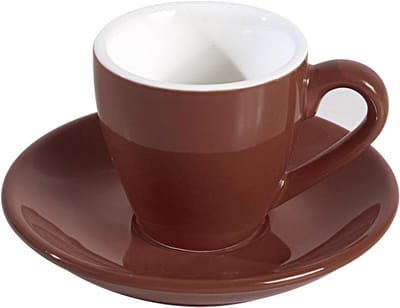 Espresso Kopje - Koffiekopje met schotel - Koffie Genieten - Pro-Grade porselein - 80 ml - Bruin