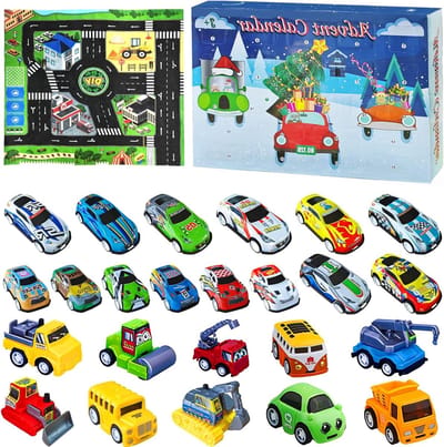 Speelgoedauto's Set - 24 Stuks - Autospeelgoed Met Speelmatten - Vanaf 3 Jaar - Verjaardag - Nieuwjaar - Feestcadeaus - Peuters, Jongens en Meisjes.