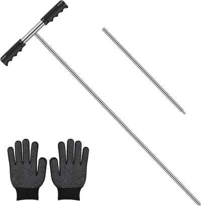 Bodemmonstersonde - Bodemsonde T-greep - Bodemtesten Gazon - Roestvrij Staal - 81-122 cm - Zilver