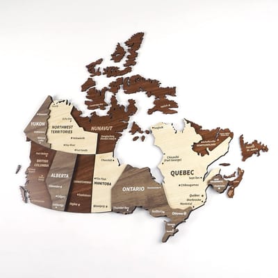 3D houten kaart van Canada - meerlagige wanddecoratie voor reizigers
