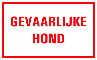 Gevaarlijke hond tekstbord - kunststof 200 x 125 mm