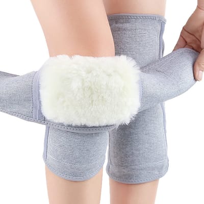 1 paar winterkniebeschermers, warme kasjmier ski-kniebeschermers, elastisch, comfortabel en warm, unisex, geschikt voor 65-80 kg, verlicht artritispijn, ondersteunt het kniegewricht, grijs.