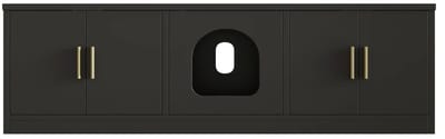 Emvae Kattenbak Kast - Kattenbak meubel - Kattenbak ombouw - 4-in-1 Multifunctioneel - Schoenenkast - Krabmat - 140 x 40 x 45,5 cm - Zwart