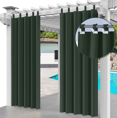 FEROCITY - Buitengordijnen - 220 x 155 cm - 1 Paneel - Terras Pergola Balkon Paviljoen Overkapping - Outdoor Gordijnen - Waterdicht - UV-bestendig - Privacy - Polyester - Groen