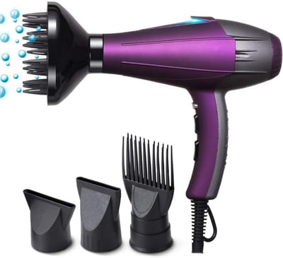 SnelShoppen - Professionele Föhn 2100W met AC Motor, Infrarood Technologie, Diffuser, Kam en Mondstuk - Voor Gezond en Glanzend Haar, Ideaal voor Styl