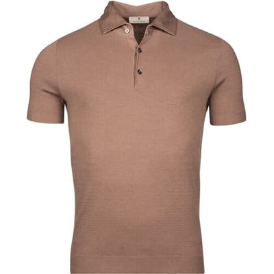 Thomas Maine Polo Uni Color Half Milano Knit Greige / male