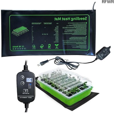 RFWR® Warmtemat voor Planten - Verwarmingskussen voor Kieming en Groeien, IP67 Waterdicht, 20W, Thermostaattimer, 53 x 25 cm