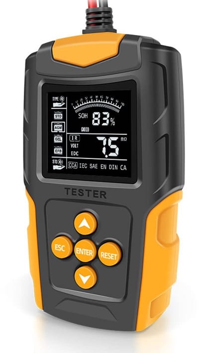 Batterij Tester - Accu Analyzer - Voertuig Onderhoud - LCD Digitale Display - 12V/24V - Zwart