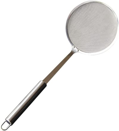 RVS Zeeflepel met Handvat voor het Frituren van Pasta en Noodles - Ideaal voor Keukengebruik en Koken