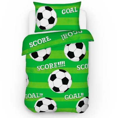 Decoware Peuter Dekbedovertrek Voetbal 120x150 cm - Katoen - Voor Peuterbed - Voetbal Thema - Met Kussensloop