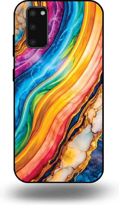 Smartphonica Telefoonhoesje Geschikt voor Samsung Galaxy S20 Plus met Regenboog Goud Marmer Opdruk - TPU Backcover Case Rainbow Gold Marble Design geschikt voor Samsung Galaxy S20 Plus