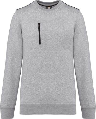 WK. Designed To Work Day To Day unisex sweater met zip contrasterende zak WK403 - Oxford Grey / Black - L