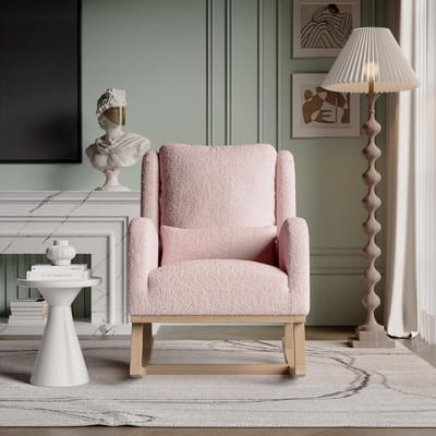 Schommelstoel Teddy - Relaxstoel Gevoerd - Ontspannen Zitten - Ergonomische Rugsteun - 96 x 94 x 70 cm - Roze
