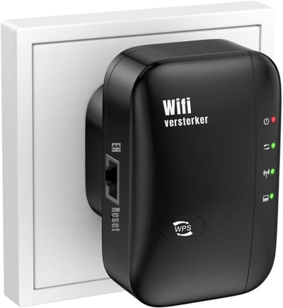 Aura® Wifi Versterker Stopcontact - Wifi Versterker - 300 Mbit/s - Zwart - 10cm x 10cm x 7cm