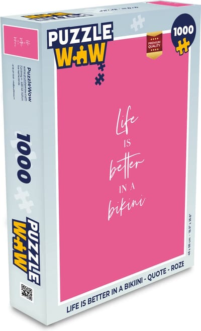 Puzzel Life is better in a bikini - Quote - Roze - Legpuzzel - Puzzel 1000 stukjes volwassenen