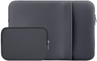Laptoptas - Laptophoes - Laptoptas dames - Laptophoes 13 inch - 13 inch laptoptas - Beschermhoes met voorvak en accessoirevak - Grijs