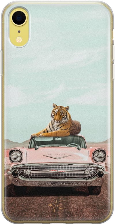 Hoesje geschikt voor iPhone XR - Chill tijger - Soft Case - TPU - Print - Multi - ELLECHIQ