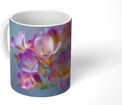Mok - Koffiemok - Bloemen - Paars - Overloop - Meeldraden - Mokken - 350 ML - Beker - Koffiemokken - Theemok