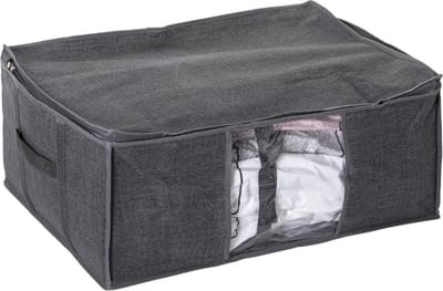 5Five Dekbed/kussens opberghoes - antraciet grijs - met vacuumzak - 60 x 45 x 25 cm
