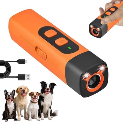 Ultrasone Antibell Voor Honden, Oplaadbaar Antibellapparaat met 3 Instelbare Frequenties en LED Zaklamp, Effectieve Hondenbescherming en Geluidsbeheersing
