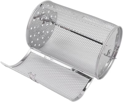 Dailygoods- Grillmand Roestvrij Staal - Rollende Grillmand - BBQ Accessoires - Groenten/Vlees Grillen - Eenvoudig Schoon te Maken - Beweegbare Deur - Grillrooster