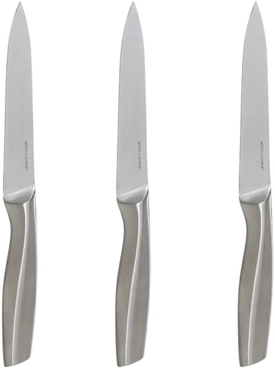 5Five Precision - Fruit en groente mes/Snijmes - 3x stuks - RVS - zilver - 24 cm - keuken messen - luxe kwaliteit